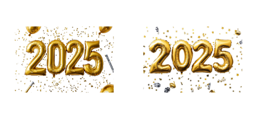New year celebration 2025 festive party setting. Cut out png set
