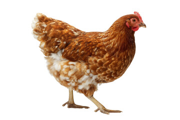 Fototapeta premium A brown hen walking gracefully, isolated Isolated on transparent Background