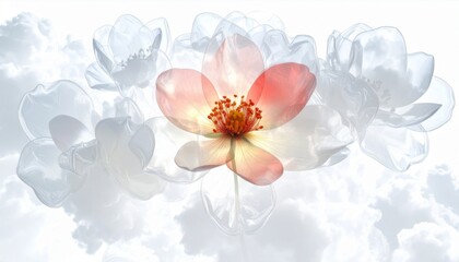Pink Flower Blossom with Soft White Background