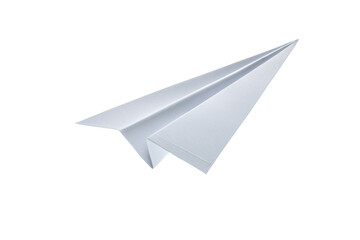 A simple white paper airplane, Isolated on transparent Background, perfect for creative projects and education.