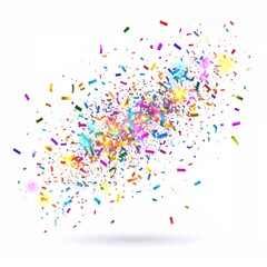 Colorful Confetti Explosion on White Background