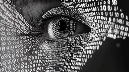 Closeup of an eye with data overlay - Powered by Adobe