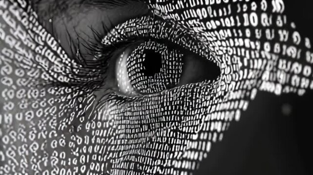 Closeup of an eye with data overlay