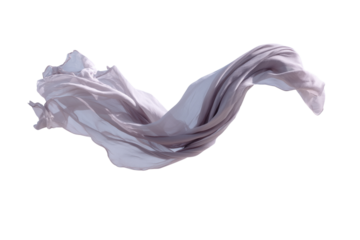 Flowing fabric in soft, muted colors against a transparent background, ideal for design purposes.