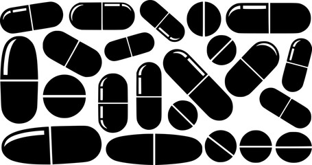 medicine and pills vector silhouettes
