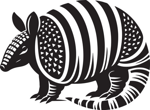 Simple black an white armadillo vector isolated on a white background.