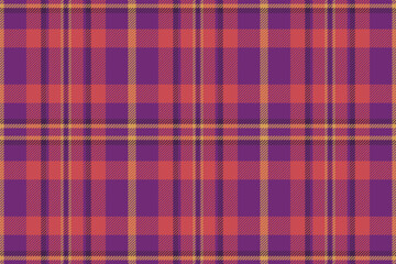Vibrant purple, orange, and gold plaid pattern.  Perfect for textile design, apparel, or autumnal themed projects.