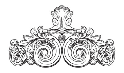 Ornate baroque hand drawing design element vector illustration