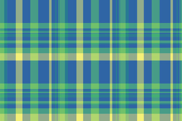 Rough vector background pattern, glen tartan texture seamless. American check fabric textile plaid in teal and green colors.