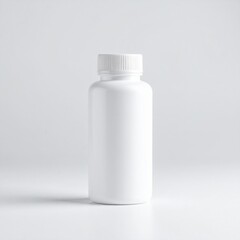White Plastic Pill Bottle on White Background