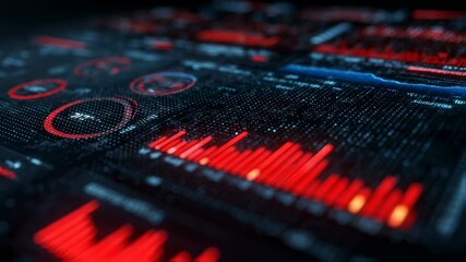 Complex digital interface showing dynamic graphs, charts, and metrics, suggesting advanced data processing and real time analysis in a technological environment - Powered by Adobe