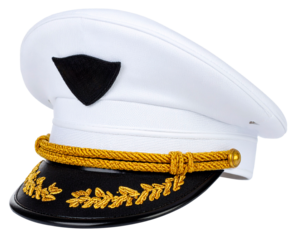 a white pilot cap with blank badge isolated on white background