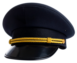 pilot cap with golden string isolated on white background