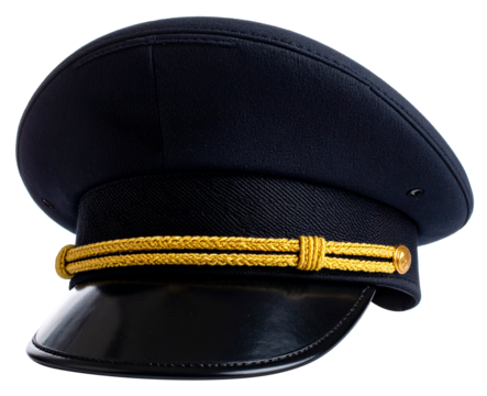 pilot cap with golden string isolated on white background