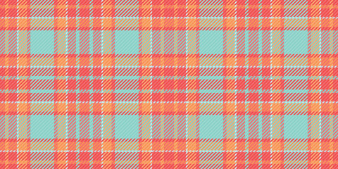 Vibrant coral and teal plaid pattern. Perfect for textile design, website backgrounds, or fashion illustrations. This cheerful, summery design evokes feelings of warmth and energy.