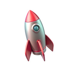 Colorful 3D Metallic Rocket Ship Startup Icon