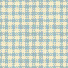 Classic gingham pattern in light blue and beige, perfect for backgrounds, textiles, or vintage designs. Timeless and versatile. Ideal for fabric design.