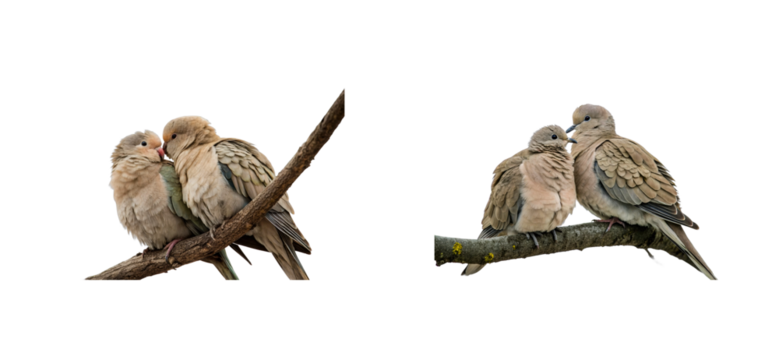 Lovebirds pairing on branch forest wildlife natural. Cut out png set