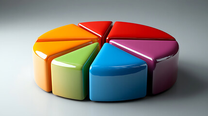 3D Colorful Pie Chart Representing Data and Statistics