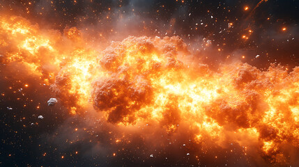 Cosmic Collision Fiery Explosion in Deep Space