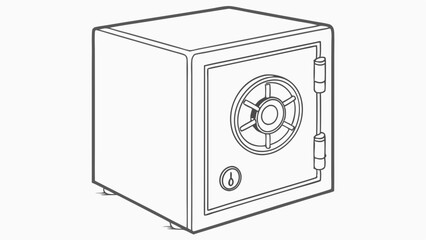 Line Drawing of a Safe with Combination Lock and Keyhole