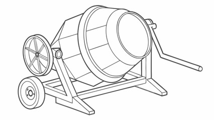Line Art Illustration of a Concrete Mixer for Construction