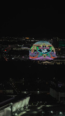MSG Sphere in Las Vegas at Night with Neon “Welcome to Las Vegas” Display — Iconic City...