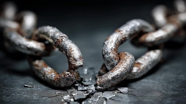 Concept photo of a broken chain, symbolizing the breaking of the chains of sin and death through the resurrection of Jesus.