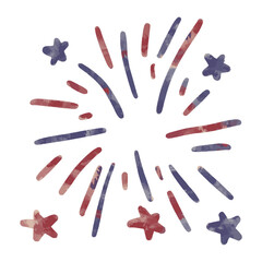 Hand-drawn red white blue fireworks for 4th of July design