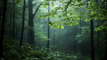 Obraz premium Beautiful nature forest green trees landscape background wallpaper scenic photography tranquil scene serene view