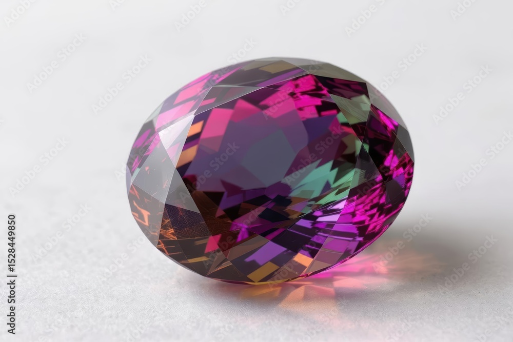 Aufkleber polychrome tourmaline gemstone displaying vibrant colors and intricate facets under soft lighting