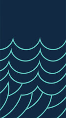 Abstract ocean wave silhouettes in indigo and aqua vector graphic design