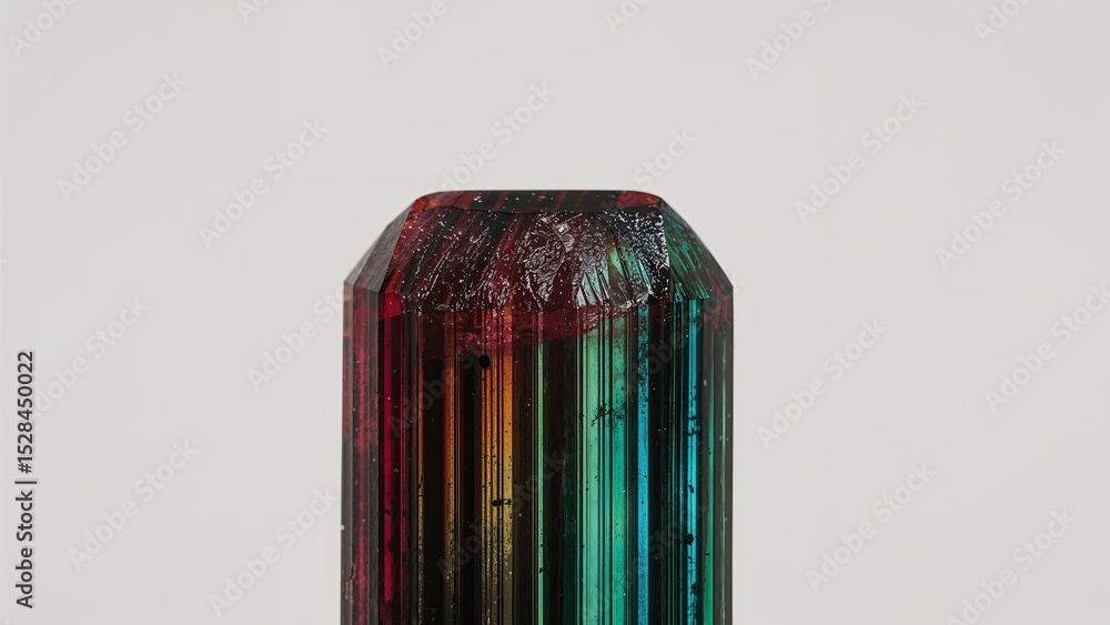 Poster polychrome tourmaline crystal showcasing vibrant colors and unique structure