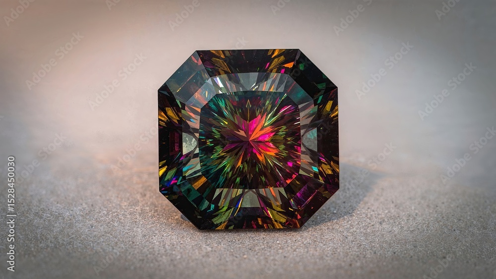 Poster stunning display of polychrome tourmaline showcasing vivid colors and unique cut
