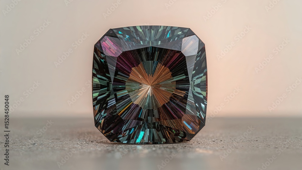 Poster Polychrome Tourmaline Displays Striking Colors and Unique Crystal Structure in Closeup View