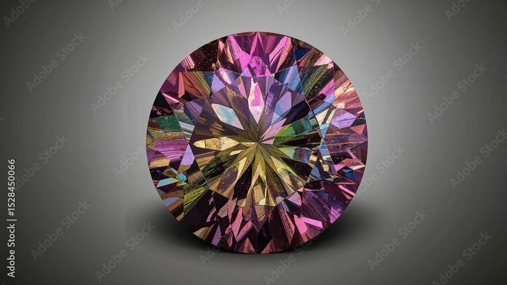 Poster Polychrome Tourmaline Gemstone Showcasing Vibrant Colors and Intricate Patterns