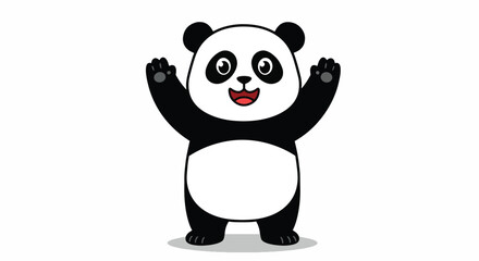 Adorable Waving Panda Bear Cartoon Character