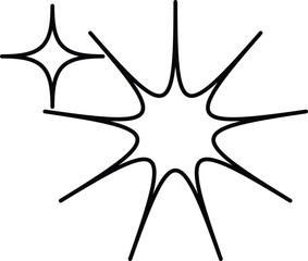 Obraz premium Minimal Star and Swirl Line Art Icons Collection – Celestial Tattoo Style Elements