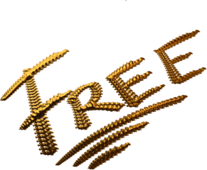 Golden free sign representing freedom and gratuity on transparent background