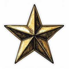Gold Five-Pointed Star Illustration on White