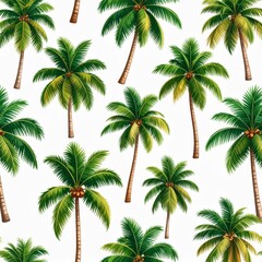 Vibrant Green Palm Trees Seamless Pattern