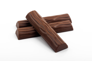Chocolate bars creating a delightful composition on white background