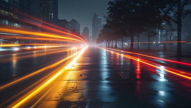 The blur of headlights and taillights