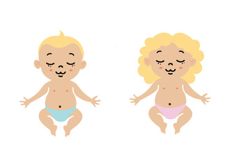 Cute Cartoon Baby Twins - Adorable Baby Illustration
