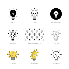 Each light bulb icon has its own creative design, and each design can meet the needs of different jobs. Vector Illustration.