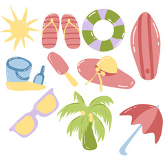 summer icons set
