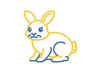 Colorful Bunny Outline Illustration: Cute Rabbit Art for Kids
