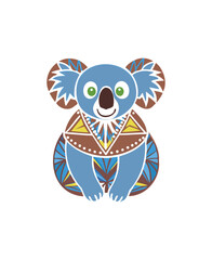 Colorful Tribal Koala Illustration – Vibrant Animal Art Design