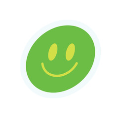 Y2K smile emoji sticker. Cute smile character symbol. Fun retro element, modern flat style, perfect for decoration and nostalgic collection.