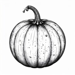 Detailed Black And White Pumpkin Drawing